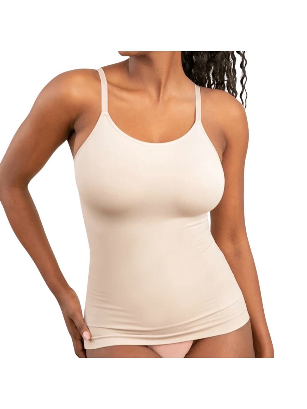 Shapermint Essentials All Day Every Day Shaping Scoop Neck Beige Cami Size XL